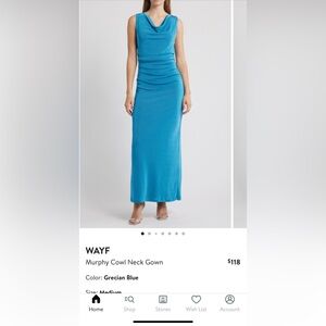 Wayf Blue Cowlneck Dress NWT